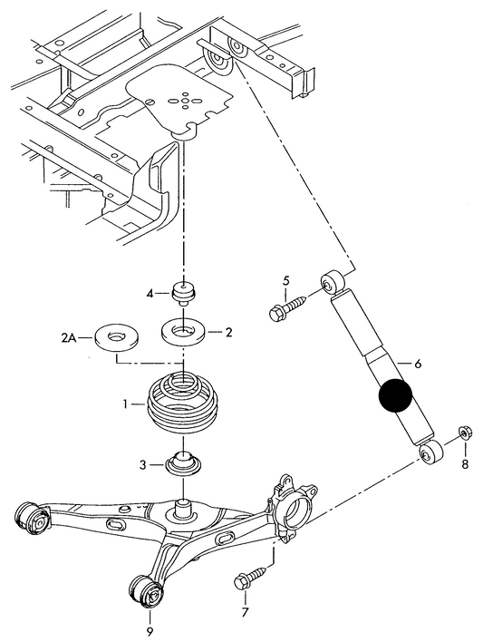 (ITEM 6) 113456 Rear GAS Suspension Shockabsorber T5 03>15 STD PR-1BA,2MF,2MK, PR-K4H+1BV, PR-K4H+2MD