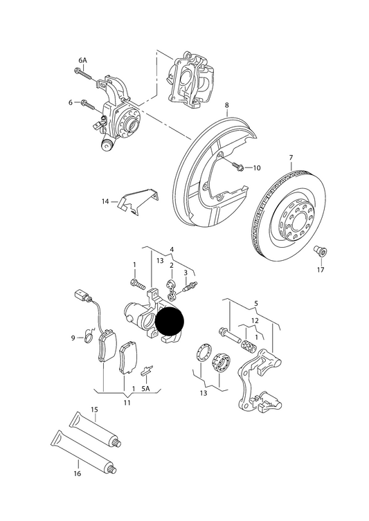 (item 4) 115686 FEBI NEW Rear Brake Caliper-Left T5 03> PR-2E3/2E4