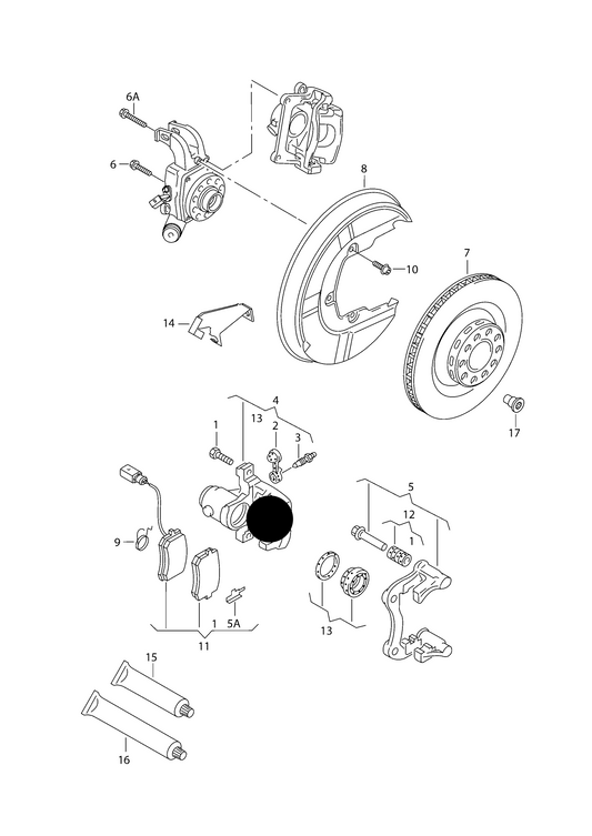 (item 4) 115687 FEBI NEW Rear Brake Caliper-Right T5 03> PR-2E3/2E4