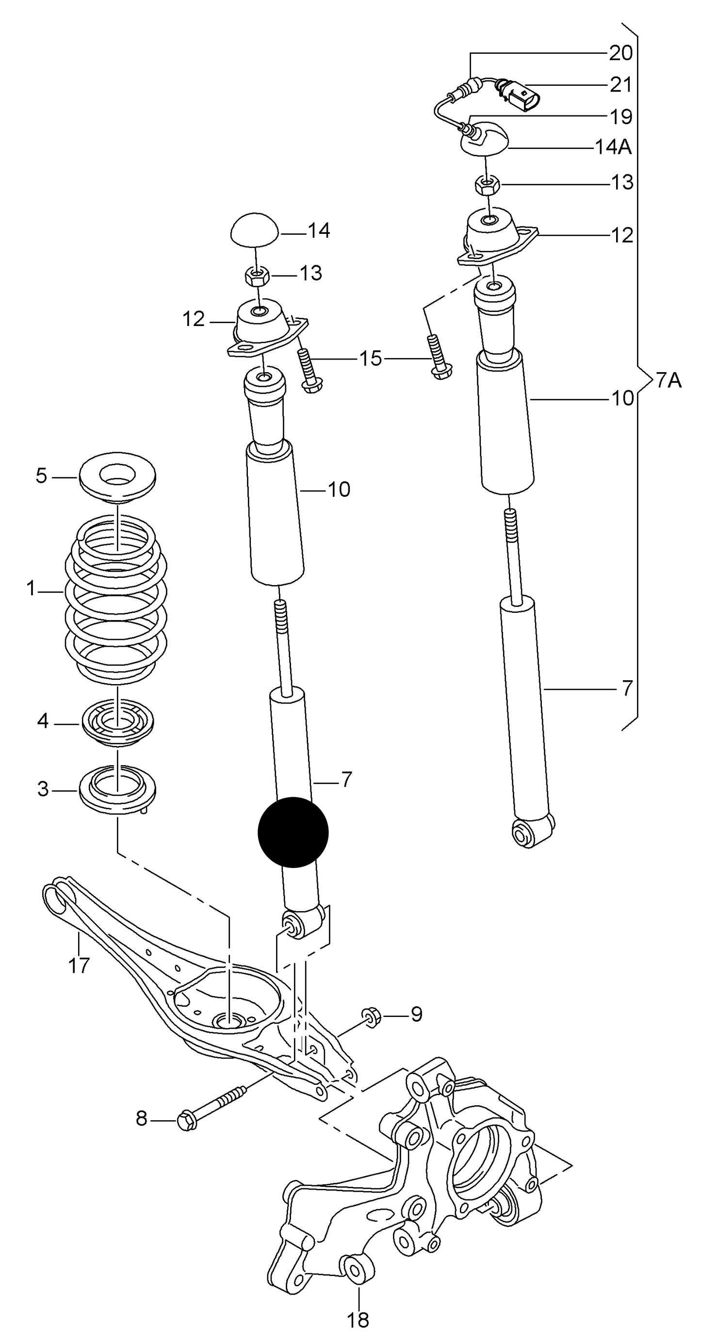 (ITEM 7) 104813 Rear GAS Shockabsorber VAG 2013> PR-1JA,PR:1JC+0YD, 0YE,0YF,0YG, 0YH,0YJ,