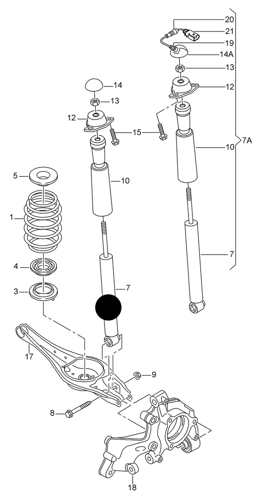 (ITEM 7) 104813 Rear GAS Shockabsorber VAG 2013> PR-1JA,PR:1JC+0YD, 0YE,0YF,0YG, 0YH,0YJ,