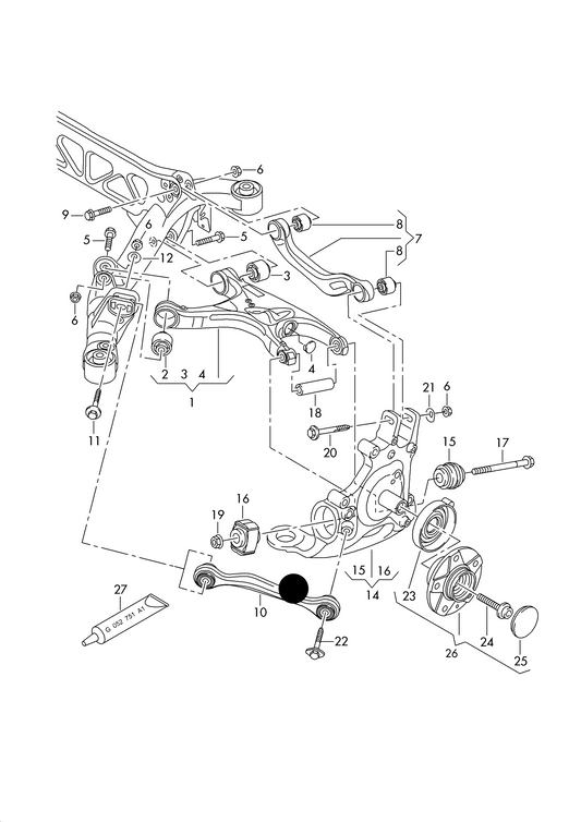 (item 10) 113477 MEYLE Rear Control Arm-Right A4 08>/A5/Q5