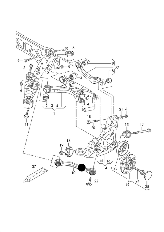 (item 10) 113476 MEYLE Rear Control Arm-Left A4 08>/A5/Q5