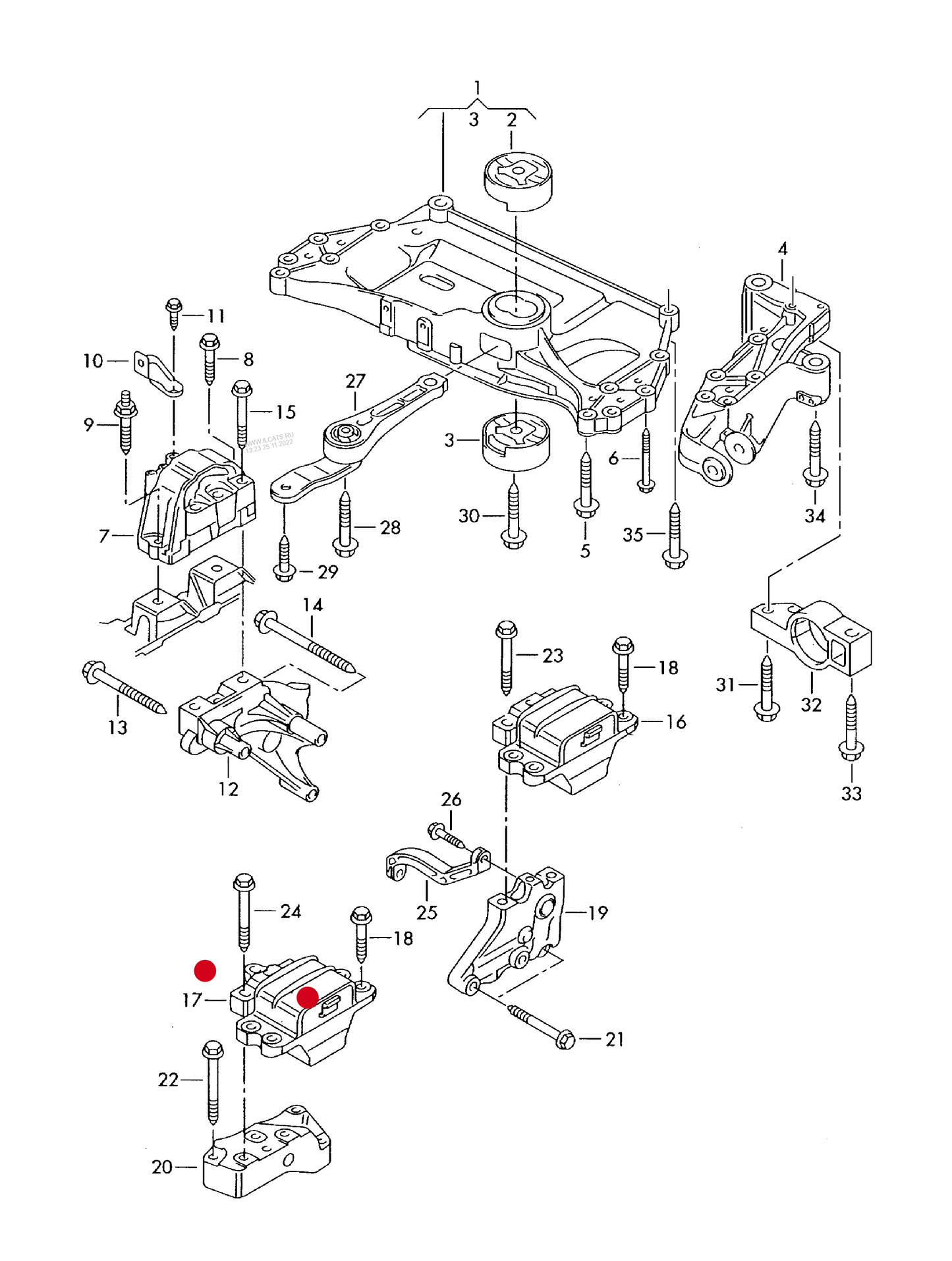 (17) 110130 L/H Engine Mounting 4motion+ CAYC,CBDC, CBAB,CFFB