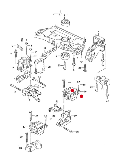 (16) 110129 L/H Gearbox mounting 7-speed dual clutch gearbox+ CAYC,BSE,BSF