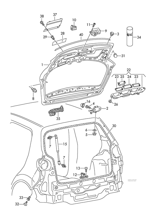 827-020 Golf MK5 Plus rear lid / lid lock