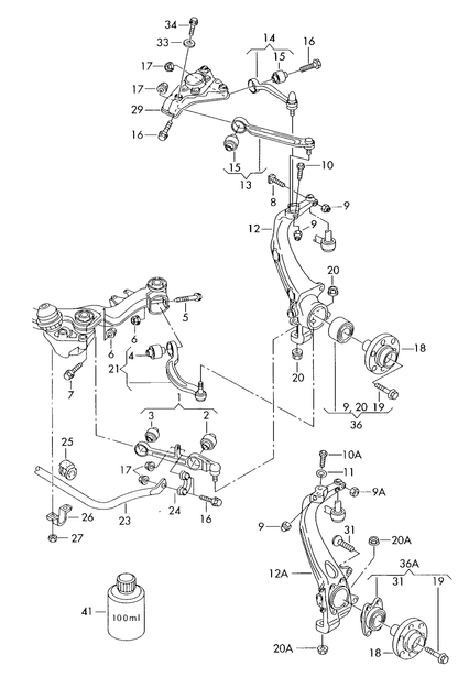 (13) 107843 OPTIMAL Suspension Arm ''Front Axle Right Upper Front''A4 95>05 STD Susp.
