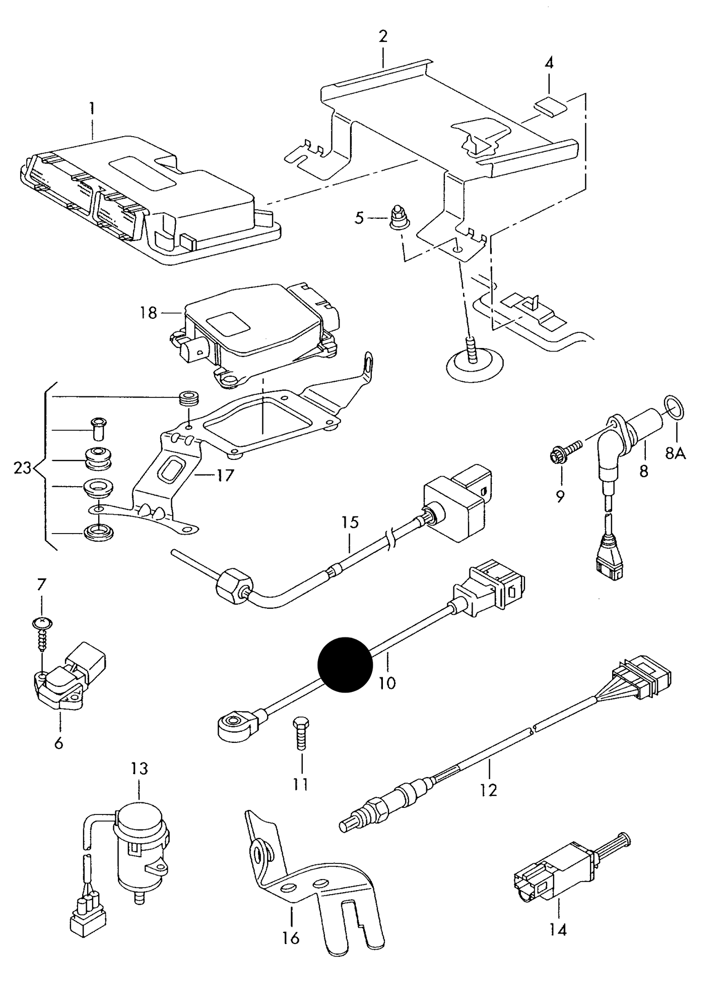 (item 10) 113838 Febi Knock sensor with wiring harness green 465MM CCZB,CCTA, CBFA,CDAA, CDLC,CDLF, CDLG