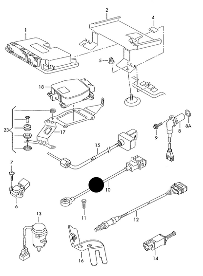 (item 10) 113838 Febi Knock sensor with wiring harness green 465MM CCZB,CCTA, CBFA,CDAA, CDLC,CDLF, CDLG