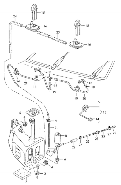 (8) 103173 Windscreen washer system pump for vehicles with wipe-wash system for rear window