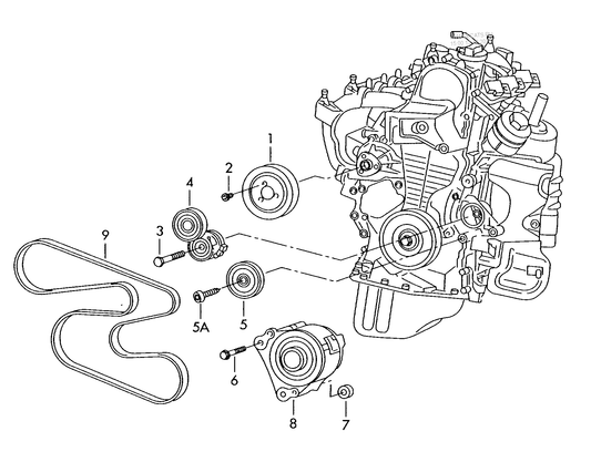 903-010 Polo 6R connecting and mounting parts for alternator poly-v-belt CGPB,CGPA 1.2 ltr. 3 cylinder