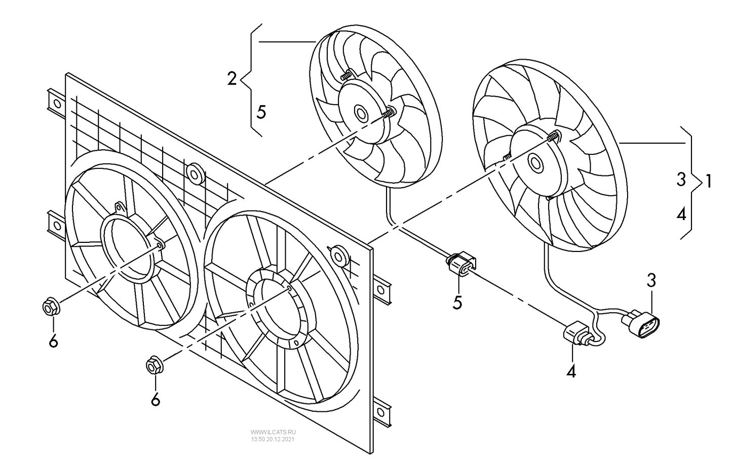 959-050 Golf MK5 radiator fan for vehicles with no air conditioning system