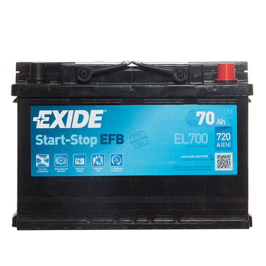 (1) 2402385 Exide 12v/70ah/720ca EFB 096 Car Battery (EL700) - 3 year Warranty' Collection only'