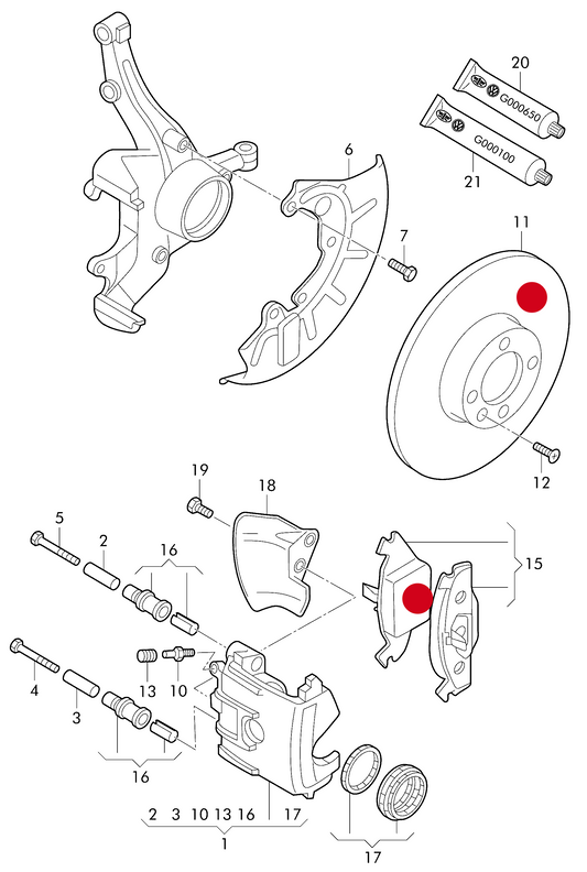 (items 11+15) 107681KP1 Front Brake Discs & Pads 280X22MM 15" with Sensors 1.6/1.8/2.0 8V PR-1LR,1LS